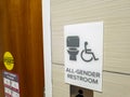 Close up isolated image showing all gender restroom sign at the entrance of a public toilet Royalty Free Stock Photo