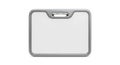 Isolated silver framed white name tag badge holder on a white background Royalty Free Stock Photo