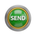 A close-up, isolated view of a round, glossy green button with the word SEND in white, set within a Royalty Free Stock Photo