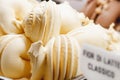 Close-up of Italian ice vanilla cream on counter refrigerator Royalty Free Stock Photo