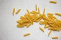 Italian Penne Rigate Macaroni Pasta raw food background Royalty Free Stock Photo