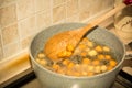 Close Up Of An Italian Traditional Food Called Strufoli Frying O