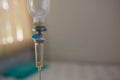 Close up IV saline solution drip for patient hospital Royalty Free Stock Photo