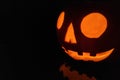 Jack O\' Lantern lit in the dark Royalty Free Stock Photo