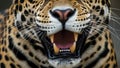 Close up of a jaguar s Panthera onca face with an open mouth Royalty Free Stock Photo