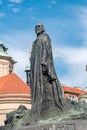 Close-up on Jan Hus on hist Memorial designed by Ladislav Saloun. Royalty Free Stock Photo