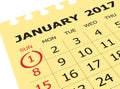 Close up of January 2017 on diary calendar. Royalty Free Stock Photo