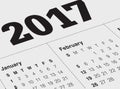 Close up of January 2017 on diary calendar. Royalty Free Stock Photo