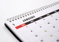 Close-up of January Page of Calendar Royalty Free Stock Photo