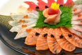 Close-up Japanese food raw fish mixed sashimi in plate Japanese Royalty Free Stock Photo