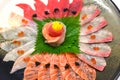 Close-up Japanese food raw fish mixed sashimi in plate Japanese Royalty Free Stock Photo