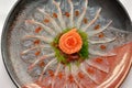 Close-up Japanese food raw sea bass sashimi Royalty Free Stock Photo