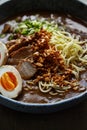 Japanese ramen with pork belly, mushrooms and marinated egg Royalty Free Stock Photo