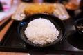 Close up of Japanese rice bowl thai street food market Royalty Free Stock Photo