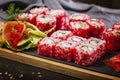 Close-up japanese sushi roll set with red flying fish caviar. Pickled ginger, spicy wasabi paste and soy sauce Royalty Free Stock Photo