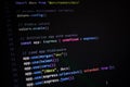 Close-up of JavaScript backend code showing Express app initialization with middleware configuration including CORS, Helmet, Royalty Free Stock Photo