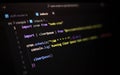 Close-up of JavaScript code using node-cron to schedule automated background tasks. Ideal for backend automation, server Royalty Free Stock Photo