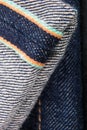 Close up of jeans fragment selvage. Denim texture. Royalty Free Stock Photo