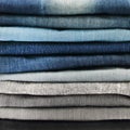 Close up of jeans pile Royalty Free Stock Photo