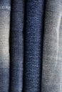 Close up of jeans pile Royalty Free Stock Photo