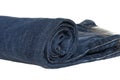 Close up of jeans roll isolated on white background Royalty Free Stock Photo