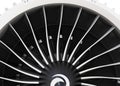 Close-up of jet fan engine turbo blades Royalty Free Stock Photo