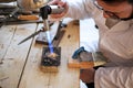 Jeweler making a gold ring Royalty Free Stock Photo