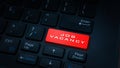 Close-up JOB VACANCY button with red color on a dark laptop keyboard technology background. Royalty Free Stock Photo