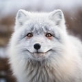 Joyful White Fox Close-Up, AI Generated