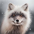 Joyful White Fox Close-Up, AI Generated