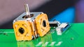 Close-up of joystick axis analog sensor module and electronic components on PCB