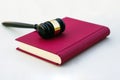 Close up of judge gavel, law, justice placed on law book. Royalty Free Stock Photo