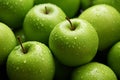 Close up Juicy green apple glistening with refreshing morning dew drops Royalty Free Stock Photo