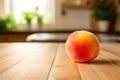 Close-Up of Juicy Peach on Kitchen Counter.