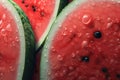 A close-up of juicy red watermelon slice. Danger of diabetes mellitus, allergies Royalty Free Stock Photo