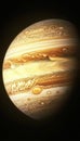 Close up of jupiter exploring its turbulent clouds and striking features in deep space