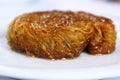 Close Up of Kataifi baklawa on plate