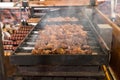 Close Up of Kebabs Roasting on Hot Grill Royalty Free Stock Photo