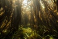 close-up of kelp forest, with single strand and delicate fronds