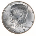Close-up of a 1967 Kennedy Half Dollar Royalty Free Stock Photo