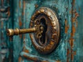 Close-up of a key entering a lock Royalty Free Stock Photo
