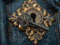 Close-up of a key entering a lock Royalty Free Stock Photo