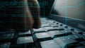 Close-Up of Keyboard with Code Overlay Representing Programming Concepts and Software Development in a Digital Royalty Free Stock Photo