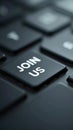 Close-Up of Keyboard Featuring Join Us Button Key Royalty Free Stock Photo