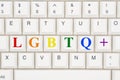 A close-up of a keyboard with highlighted text LGBTQ+ Royalty Free Stock Photo