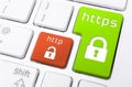 Close Up Of A Keyboard With HTTPS and HTTP Buttons With Lock Icons Royalty Free Stock Photo
