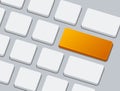 Close up of keyboard with one orange blank button Royalty Free Stock Photo