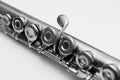 Close up of keys from a flute. Classical musical instrument Royalty Free Stock Photo