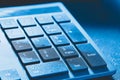 A close-up of the keys on the numeric block of a desktop computer keyboard. No people