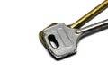 Close-up of 2 keys. One gold key and one silver key Royalty Free Stock Photo